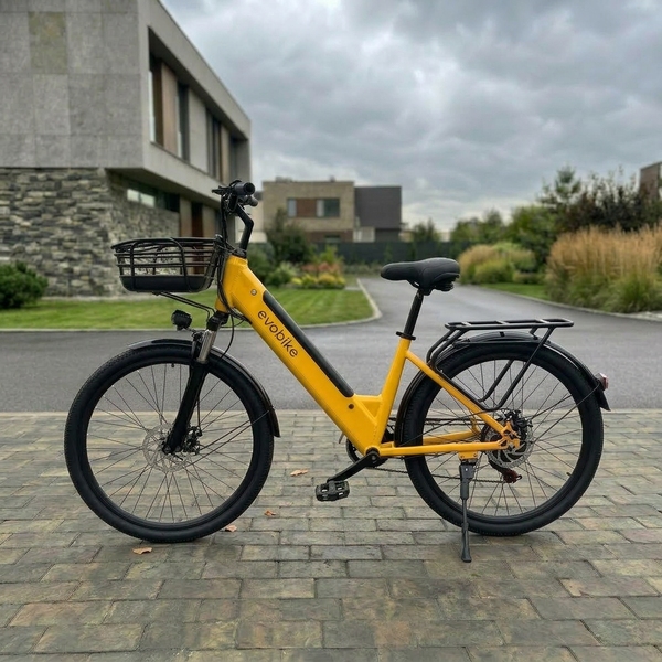 EVOBIKE Vivo N1 2026 &mdash; міський електровелосипед 600W, акумулятор 48V 13Ah, 26", LED-дисплей, кошик, жовтий N2 фото