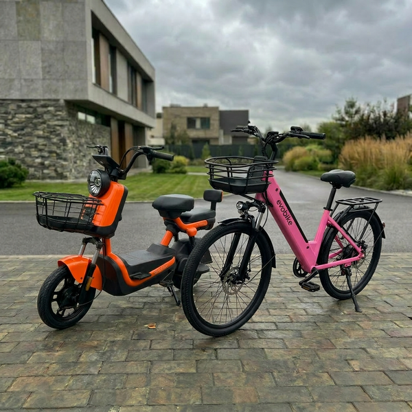 EVOBIKE Vivo N1 2026 &mdash; городской электровелосипед 600W, батарея 48V 13Ah, 26", LED-дисплей, корзина, розовый N4 фото